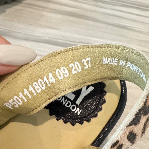 NWT Fly London Woze Leather Leopard Print Strappy Heel Sandals Comfort New 7 - Picture 5 of 9